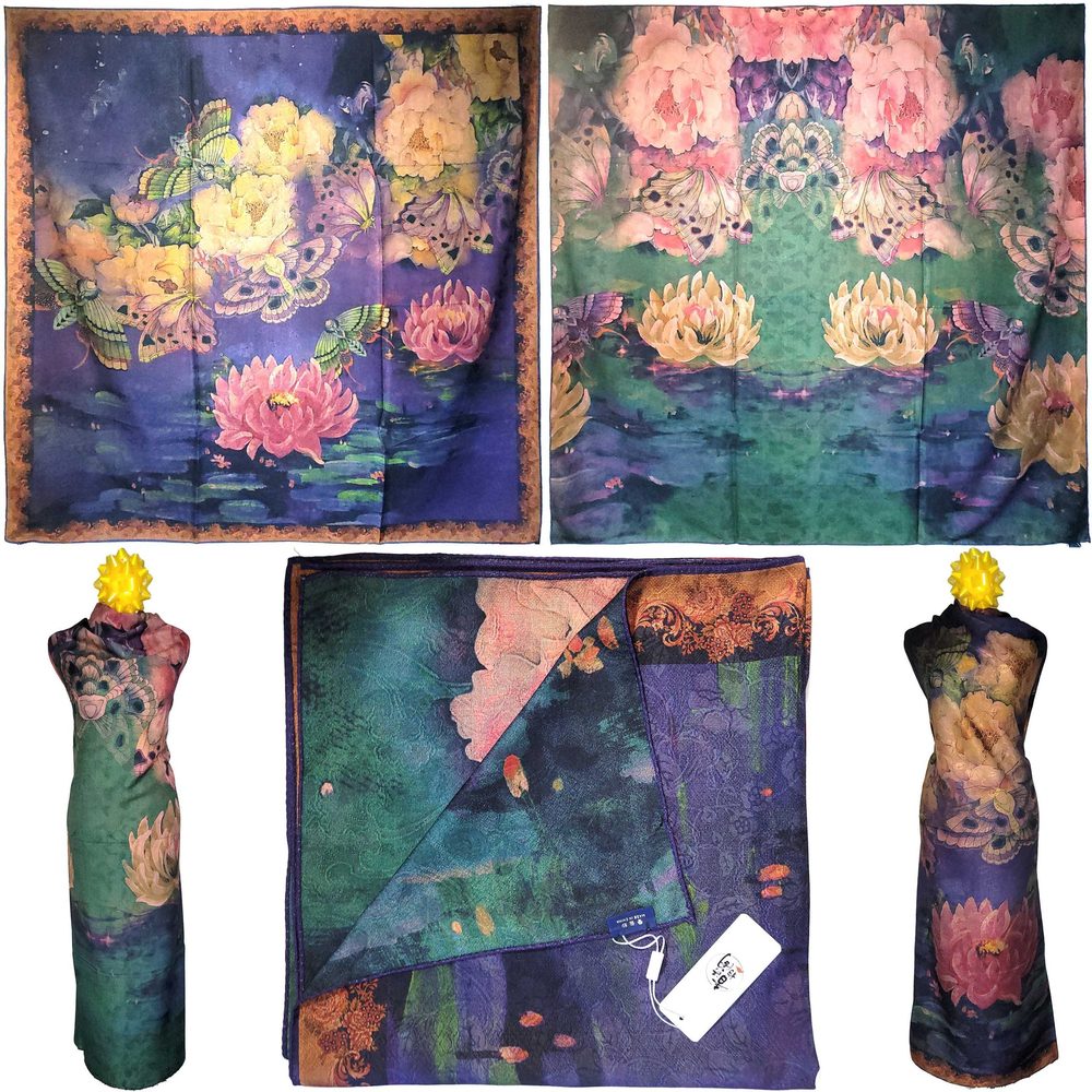 NWT Double Sided Silk Scarf 53"x53" Large Square Shawl Wrap XiangYunShal 22761